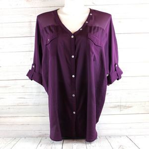 Daniel Rainn 1X Tunic Button Blouse Purple